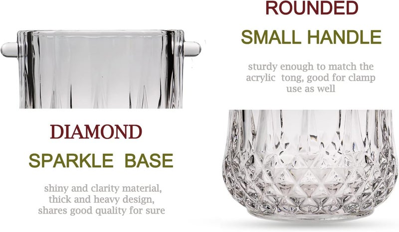 BothEarn Small Round Glass Ice Bucket Kits, Heavy Thick Wine Cooler with Steel Tong and Clamp, 5.3" H*5" W, 34 oz (1000 ml) - Image 3